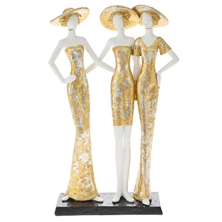 Figurina decorativa ILIADIS, polirasina, auriu/alb, 19x7x30cm