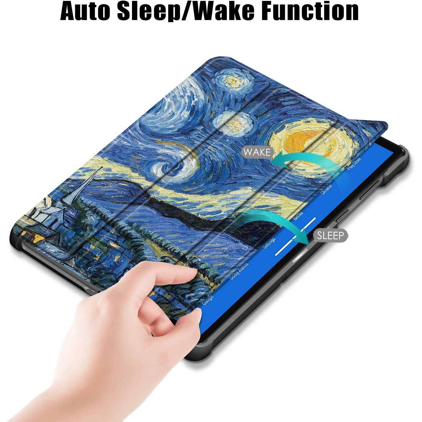 Husa pentru tableta Nokia T20, 10.36inch, Slim, Smart Cover, Trifold, Sigloo, model Abstract