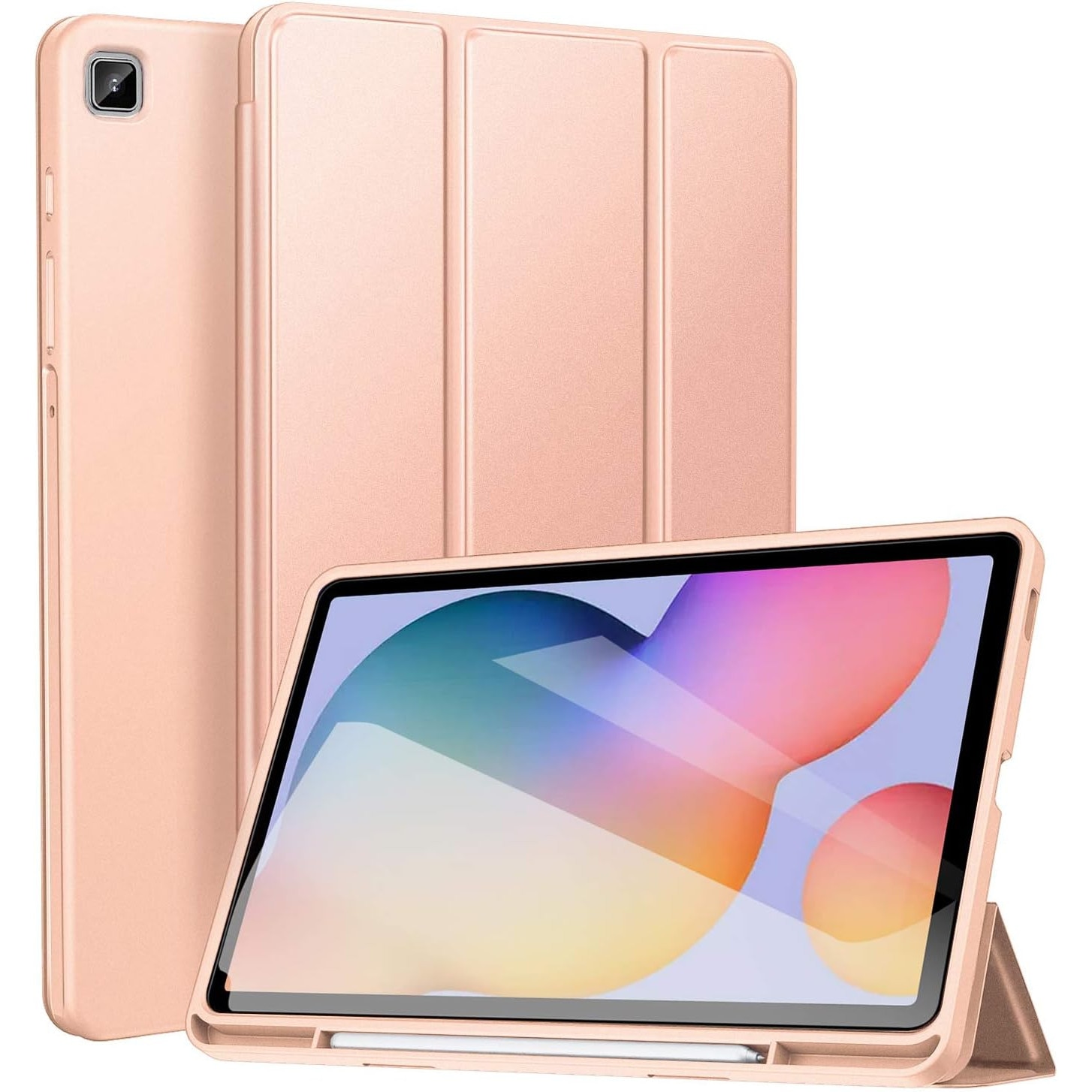 Husa pentru Samsung Galaxy Tab S6 Lite 10.4 inch 2024 / 2022 / 2020 Soft Shell cu functie wake-up/sleep si compartiment pentru S-Pen tip stand roz