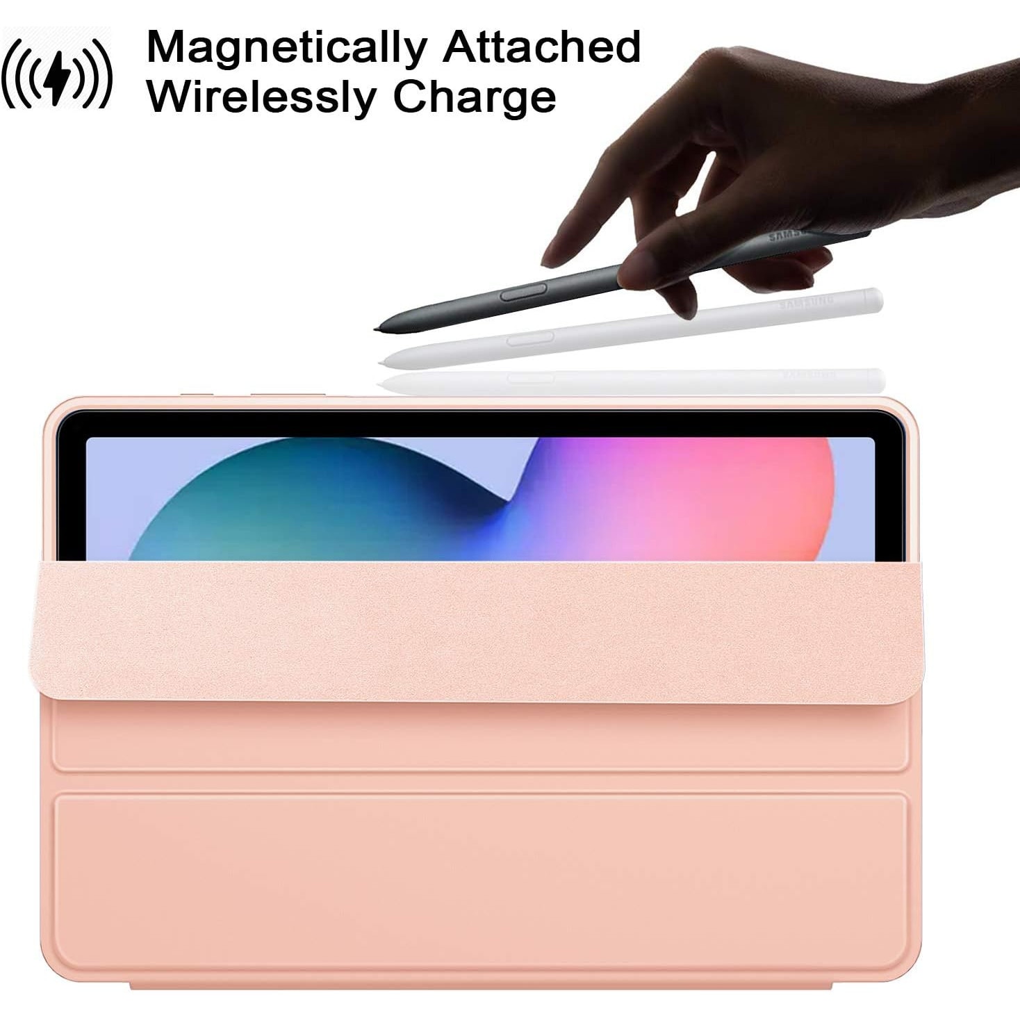 Husa pentru Samsung Galaxy Tab S6 Lite 10.4 inch 2024 / 2022 / 2020 Soft Shell cu functie wake-up/sleep si compartiment pentru S-Pen tip stand roz