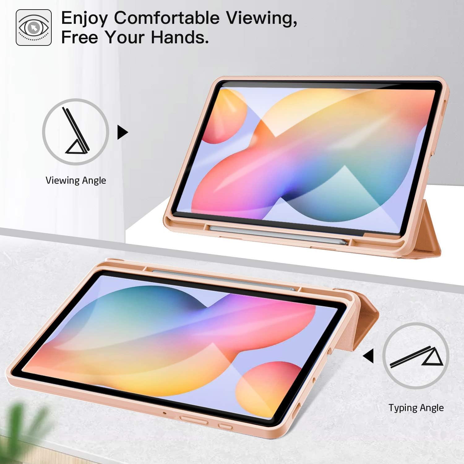 Husa pentru Samsung Galaxy Tab S6 Lite 10.4 inch 2024 / 2022 / 2020 Soft Shell cu functie wake-up/sleep si compartiment pentru S-Pen tip stand roz