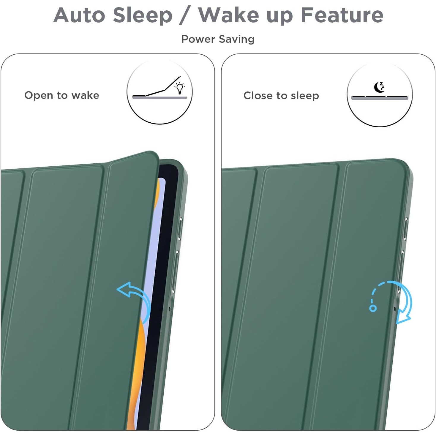 Husa pentru Samsung Galaxy Tab S6 Lite 10.4 inch 2024 / 2022 / 2020 Soft Shell cu functie wake-up/sleep si compartiment pentru S-Pen tip stand verde inchis
