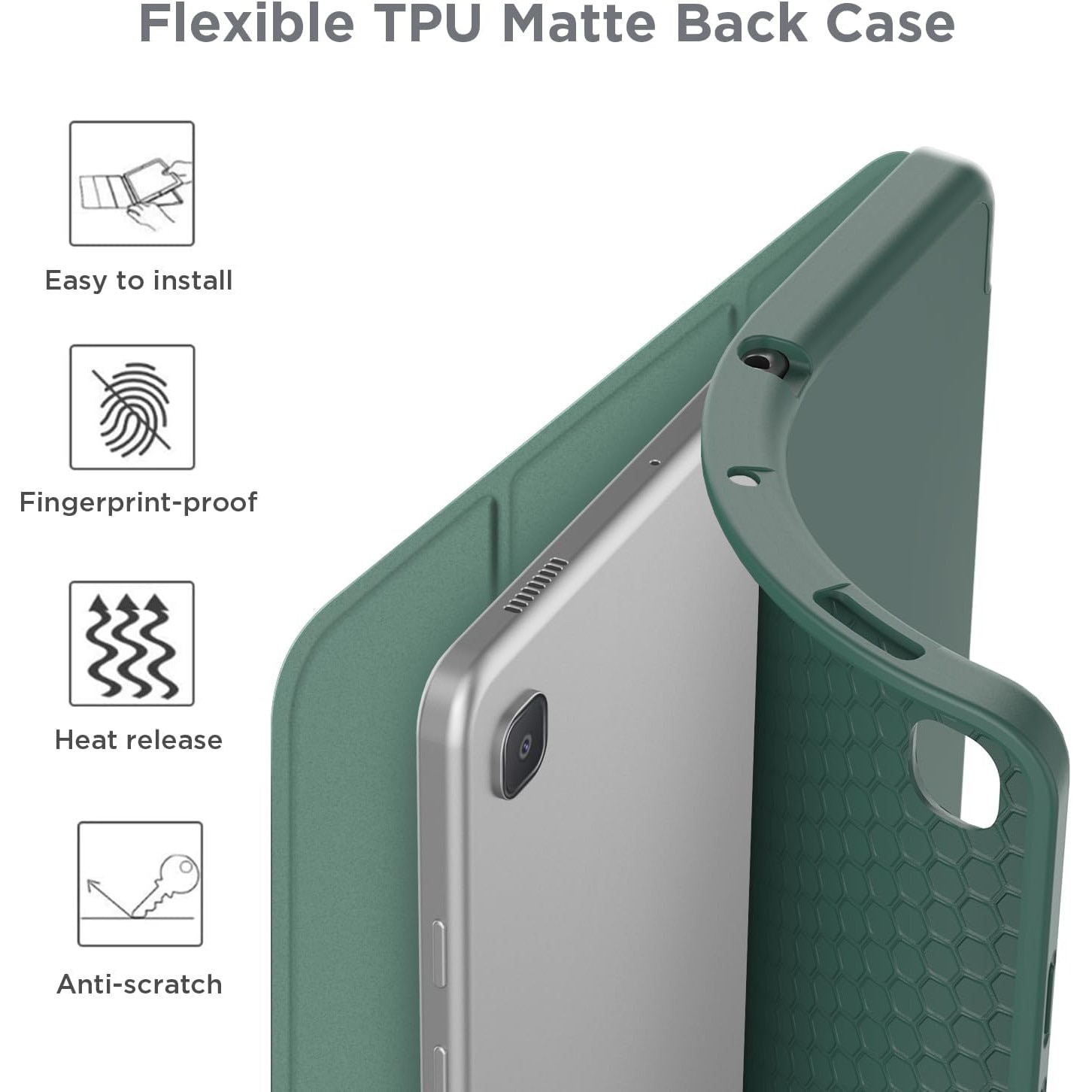 Husa pentru Samsung Galaxy Tab S6 Lite 10.4 inch 2024 / 2022 / 2020 Soft Shell cu functie wake-up/sleep si compartiment pentru S-Pen tip stand verde inchis