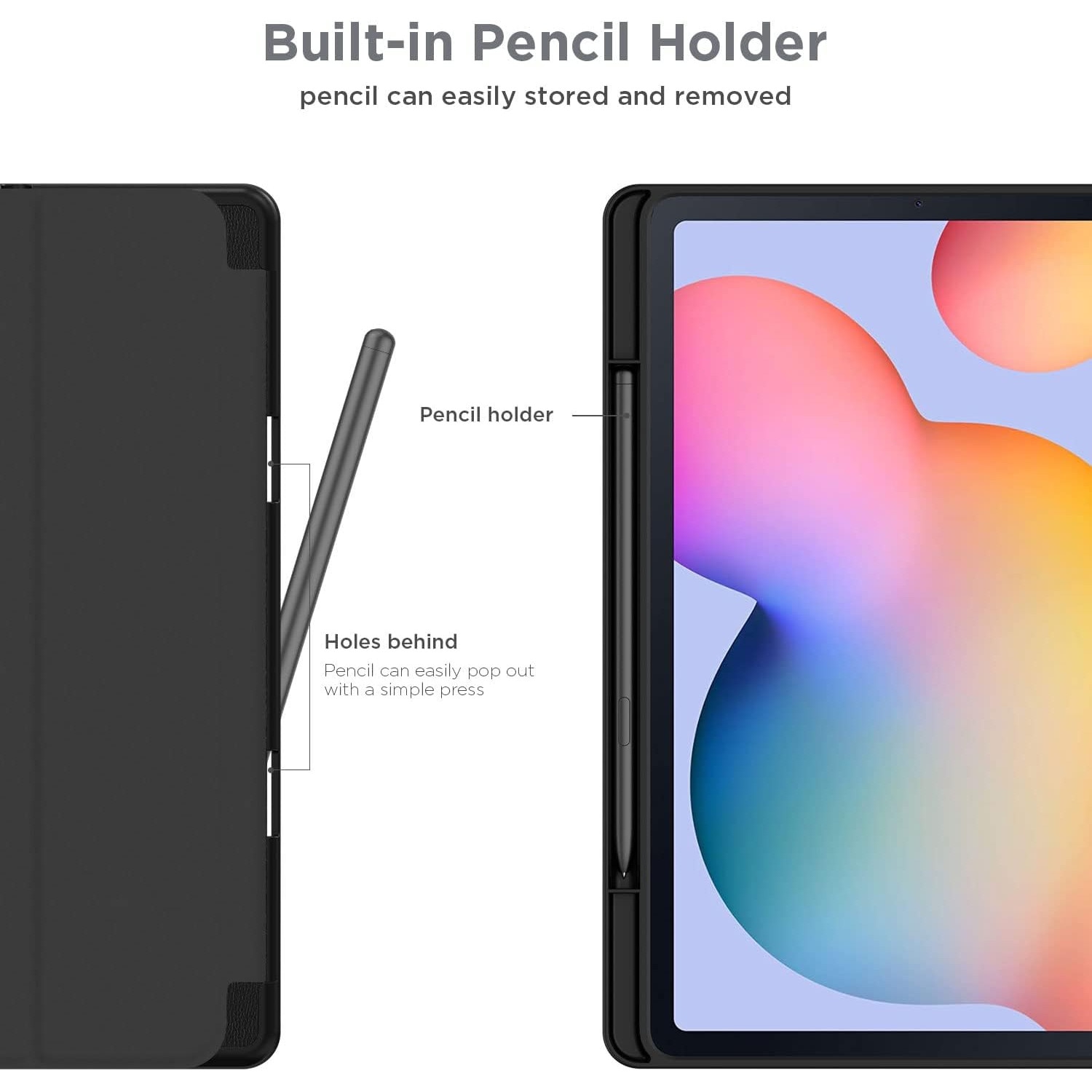 Husa pentru Samsung Galaxy Tab S6 Lite 10.4 inch 2024 / 2022 / 2020 Soft Shell cu functie wake-up/sleep si compartiment pentru S-Pen tip stand negru