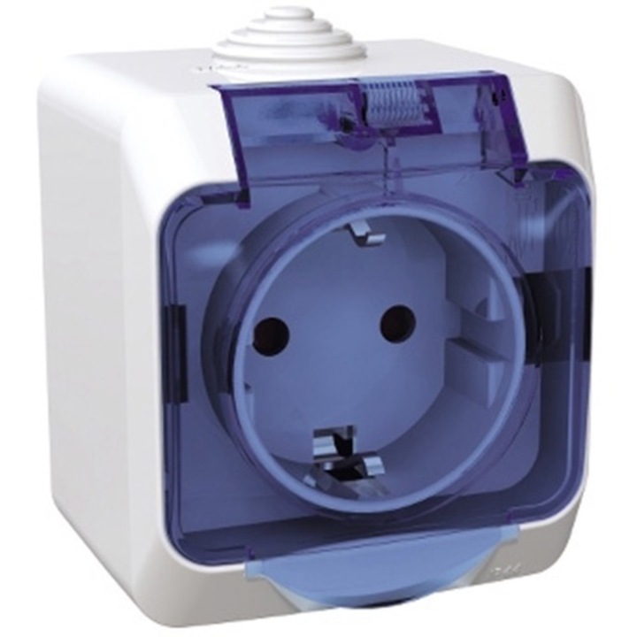 Priza simpla PT Schneider Electric cu capac, protectie copii, Alba