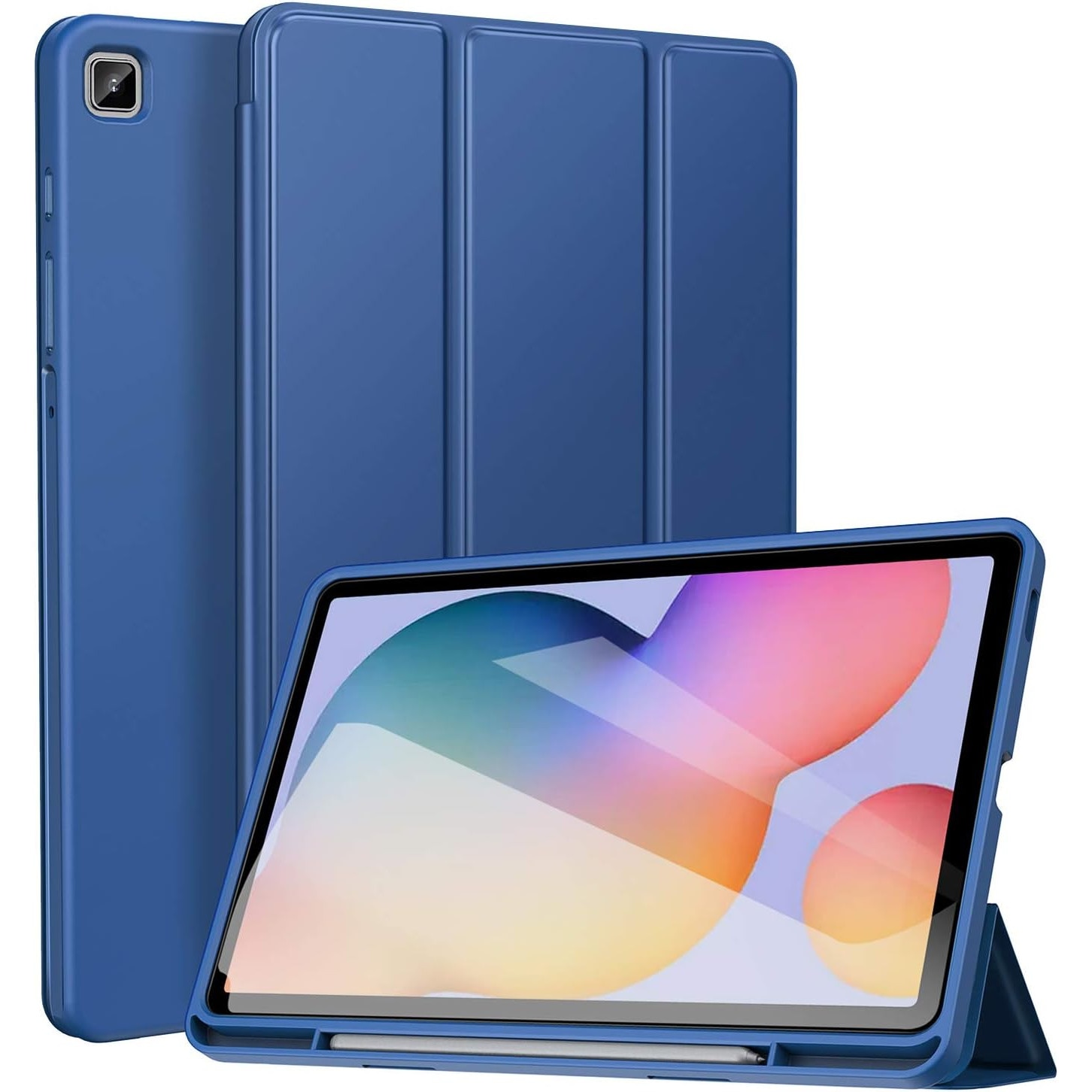 Husa pentru Samsung Galaxy Tab S6 Lite 10.4 inch 2024 / 2022 / 2020 Soft Shell cu functie wake-up/sleep si compartiment pentru S-Pen tip stand navy blue