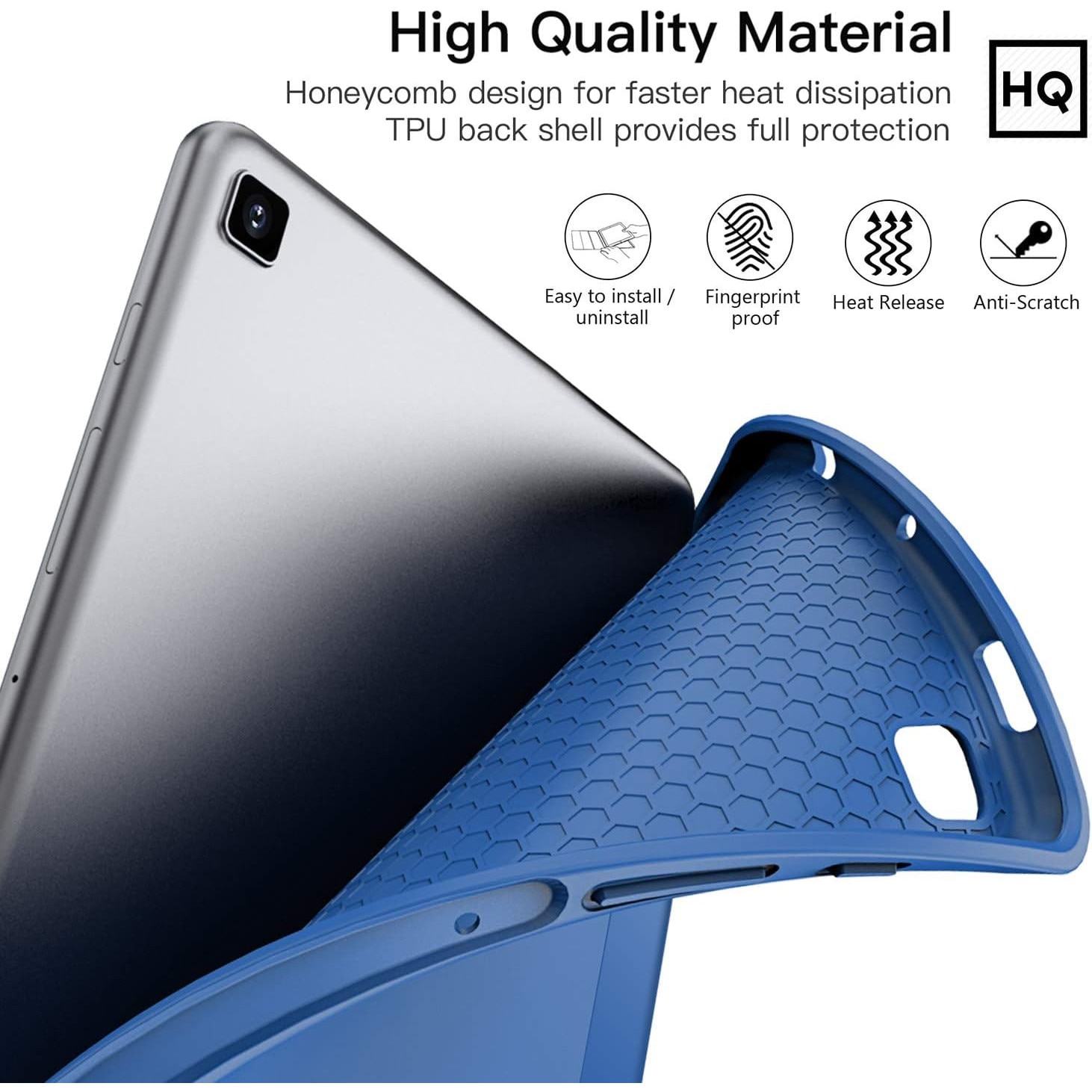 Husa pentru Samsung Galaxy Tab S6 Lite 10.4 inch 2024 / 2022 / 2020 Soft Shell cu functie wake-up/sleep si compartiment pentru S-Pen tip stand navy blue