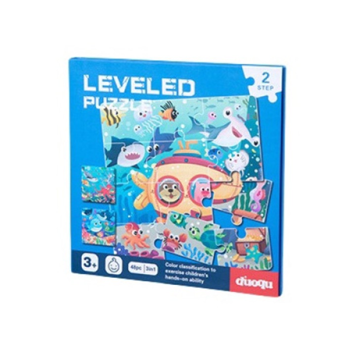 Oktató mágneses puzzle, óceán, 2. szint, fa, gyerekeknek, 3 év felett