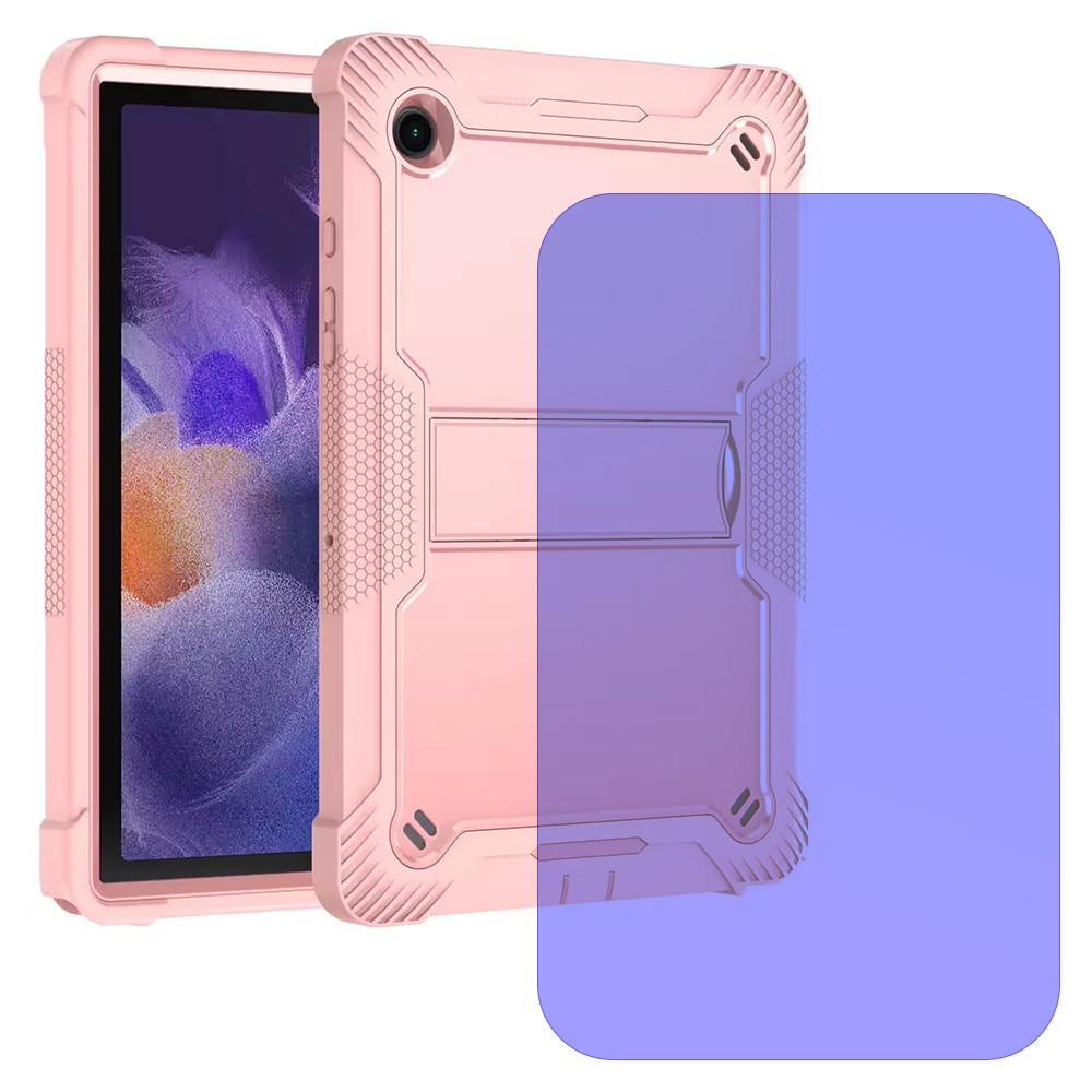 Husa Tableta 3-Layer TabAegis din Silicon cu Folie din Sticla pentru Samsung Galaxy Tab A7 Lite 8.7 T220/T225 2021, Protectie FullBody 360° cu Functie de Stand, Military Grade Shockproof, Honeycomb Pattern Design, Roz