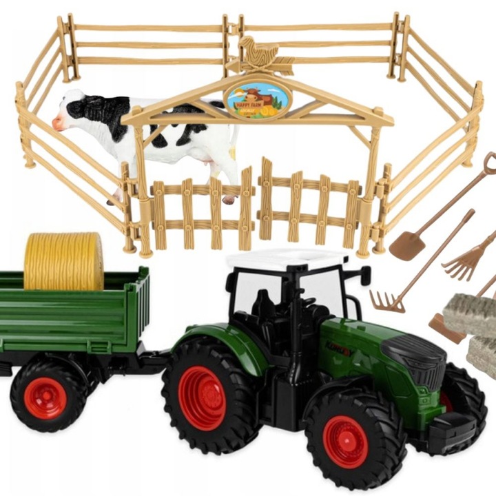 Set de jucarii Woopie, mini ferma cu tractor, animale, fermier, multicolor, +3 ani