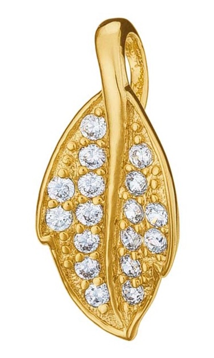 Pandantiv Siju, frunza, argint placat cu aur, cu zirconiu, pentru femei