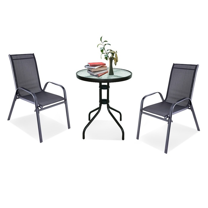 Set mobilier de gradina Leziter Lizi negru