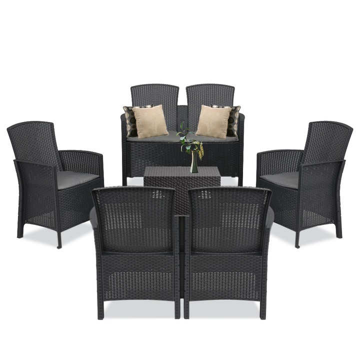 Set mobilier de gradina Leziter Lima II 6 locuri grafit