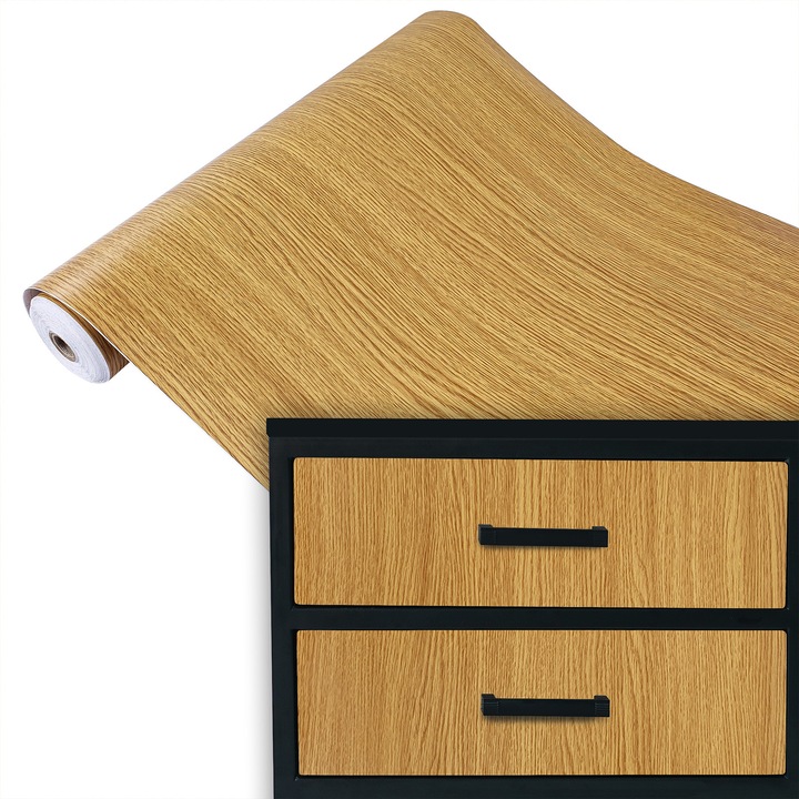 Autocolant mobila de bucatarie, vanzare la metru, 45 x 100 cm, DecoMeister®, Model Stejar Natural, B002-045-0100