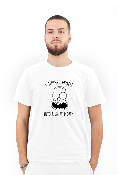 Мъжка тениска персонализирана Morty image, Памук, Бяла, 2XL