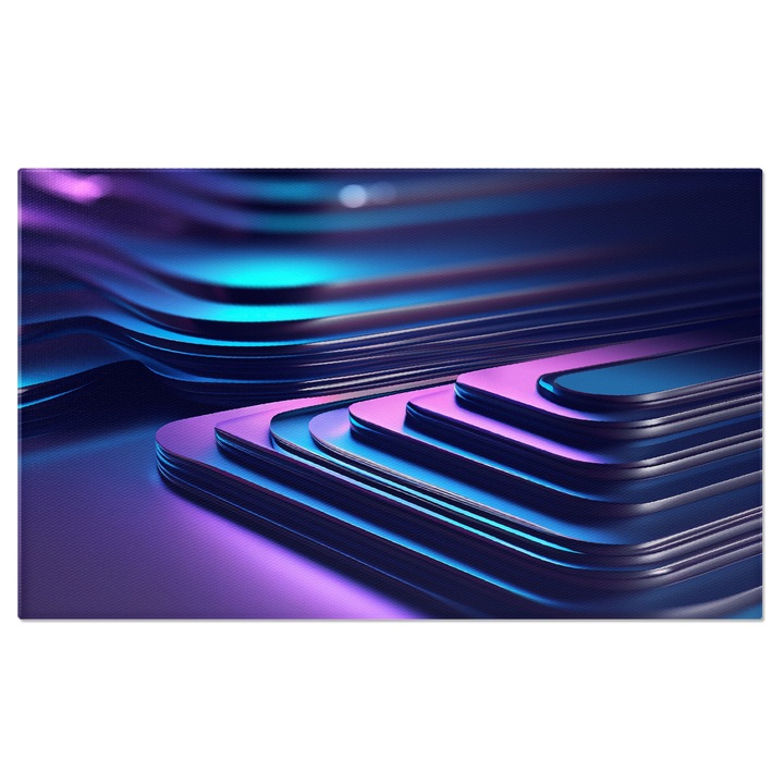 Картина на платно: Геометрични фигури от метал - Синьо и лилаво избелели 40x25CM