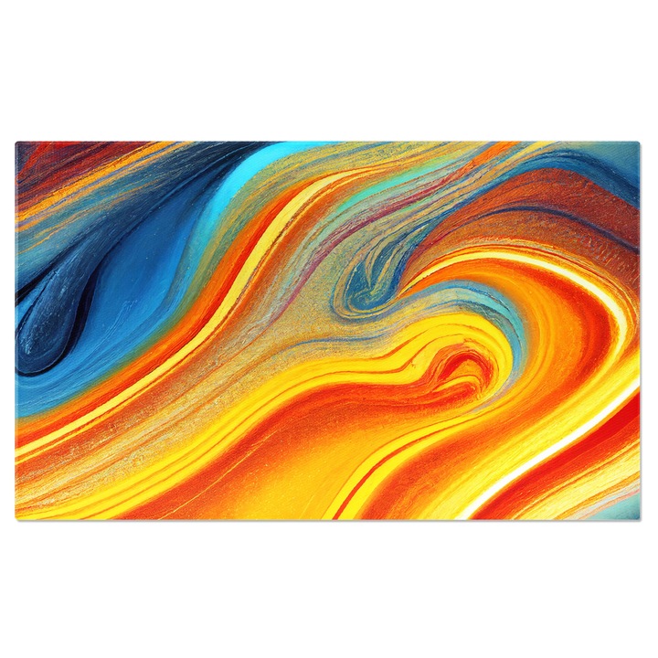 Картина на платно: Разлят портокал в син цвят - Петна от боя в смес от цветове 90x60CM