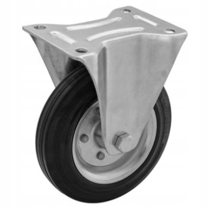 Szállítókerék, RADER, acél / gumi, 80 mm, űrtartalom 50 kg, 102 x 84 mm, fekete / ezüst