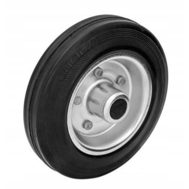 Roata solida fixa Rader, Otel, 80 mm, Argintiu/Negru