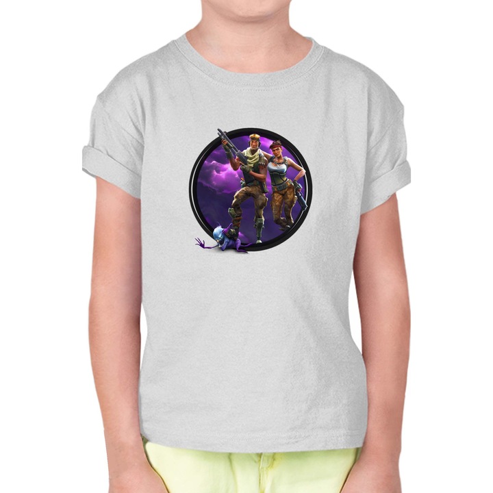 Gyerek rövid ujjú póló OPT Fortnite 06, Melange világosszürke