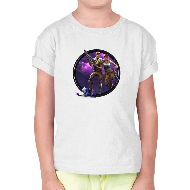 Gyerek rövid ujjú póló OPT Fortnite 06, Fehér