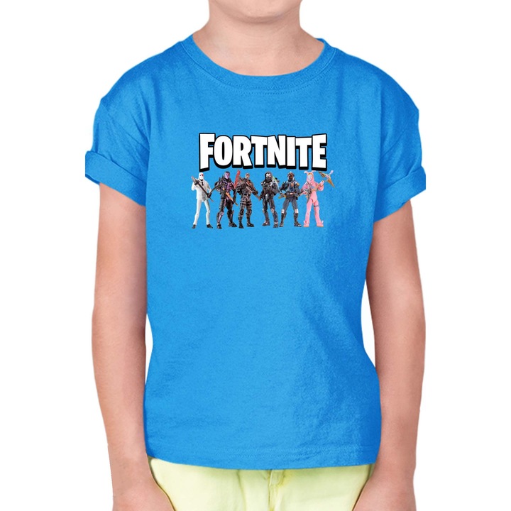 Gyerek rövid ujjú póló OPT Fortnite Characters, Azúrkék