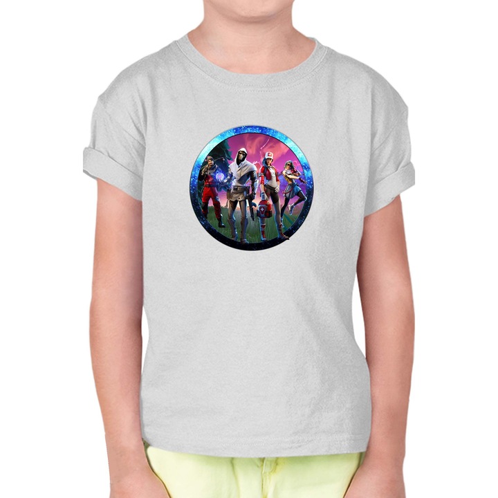 Gyerek rövid ujjú póló OPT Fortnite Portal, Melange világosszürke