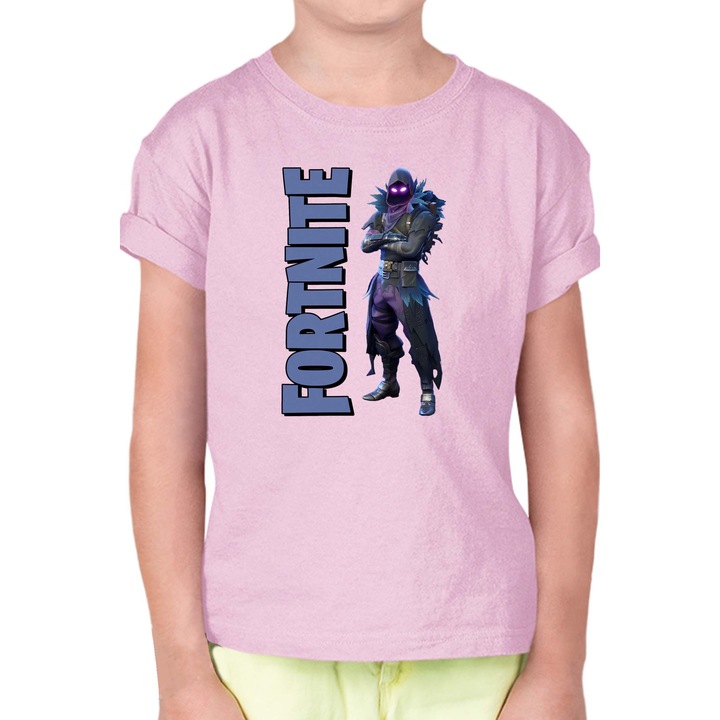 Gyerek rövid ujjú póló OPT Fortnite Raven 1, Halvány rózsaszín