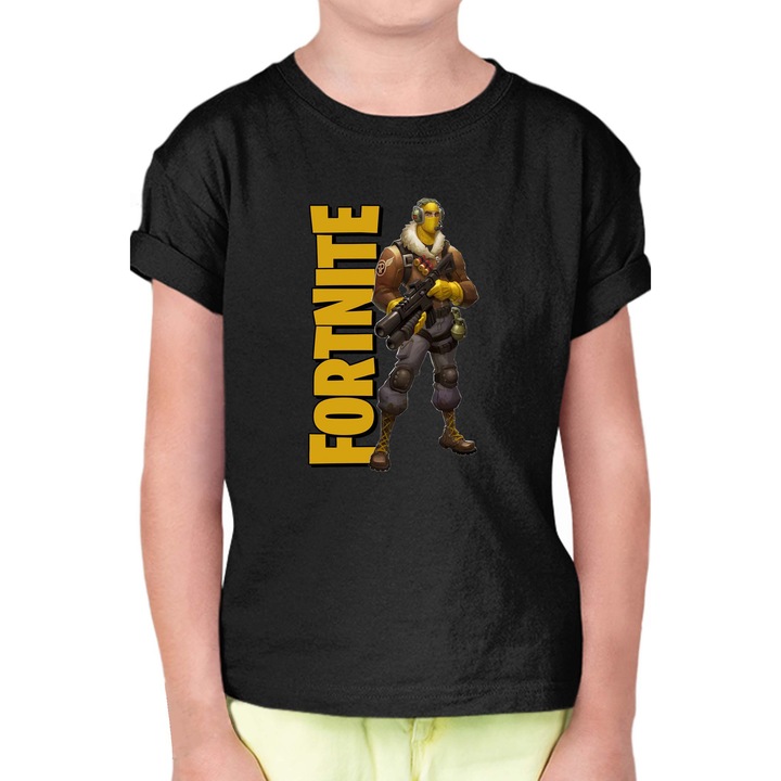 Gyerek rövid ujjú póló OPT Fortnite Soldier, Fekete