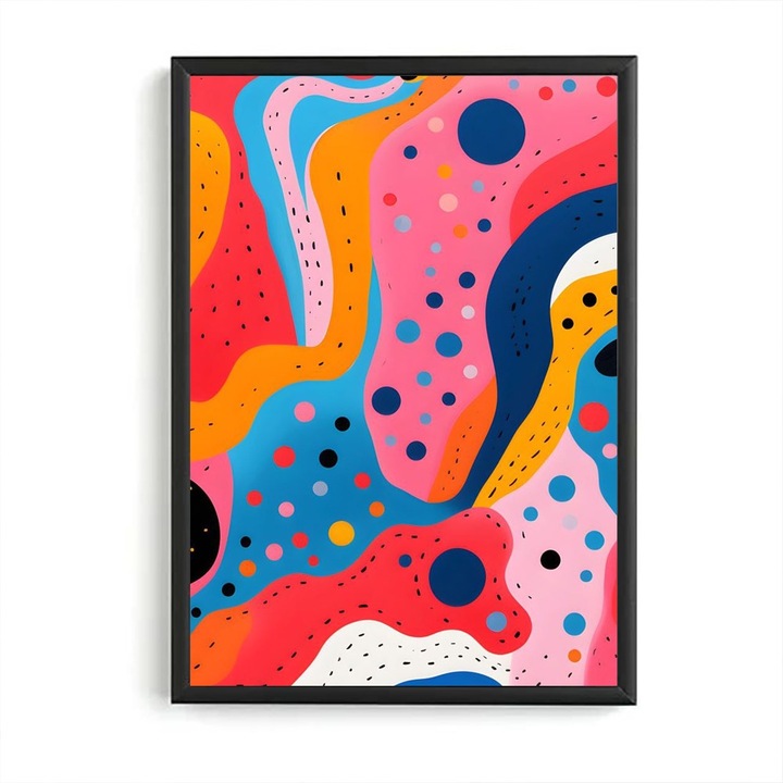 Absztrakt festmény, Pop Art modell - 13, Fekete keret, 30 x 40 cm