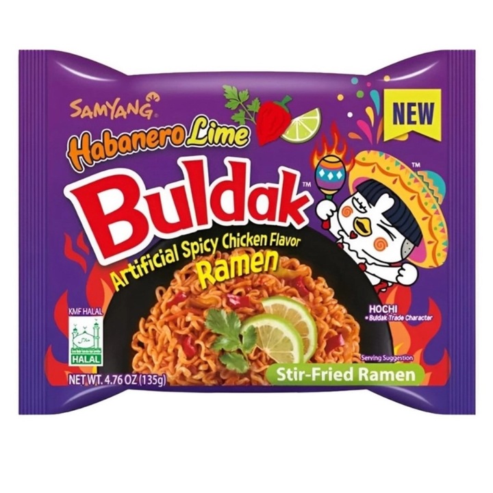 Taitei instant Ramen Buldak cu pui Habanero si lime, 135g, Sam Yang