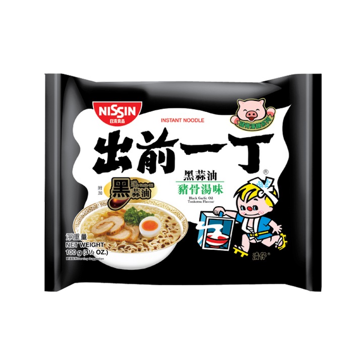 Instant tészta fekete fokhagymával és olajjal, Tonkotsu, 100g, Nissin