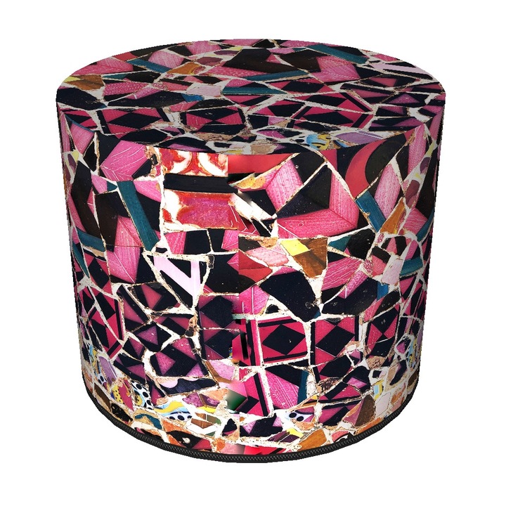 Taburet de gradina, Bertoni, cu imprimeu, Merida, 40 x 40 cm, Verde, Negru