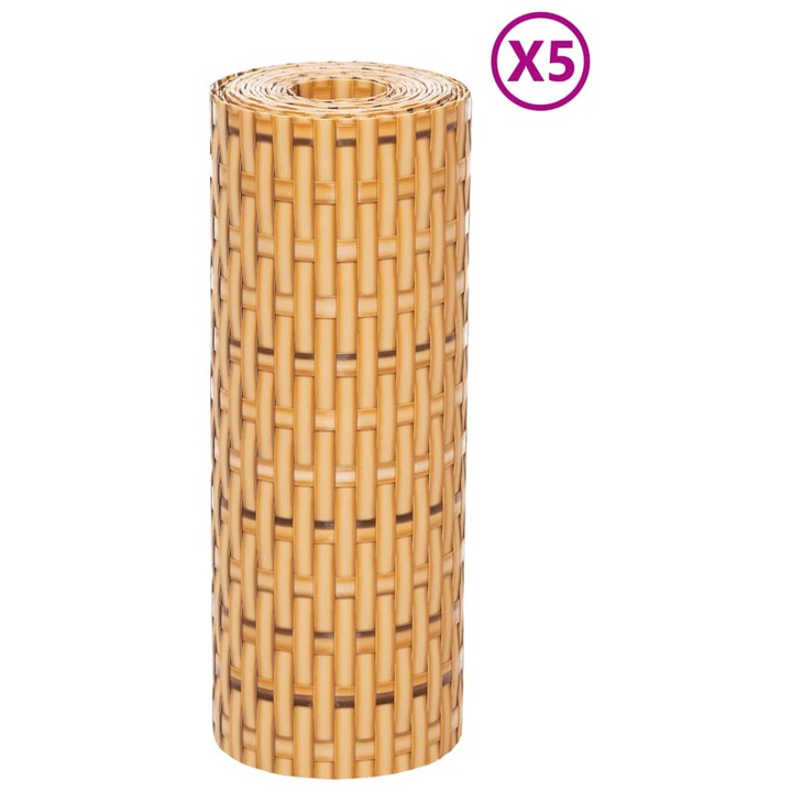 Set paravane pentru balcon vidaXL, 5 buc. maro deschis 255x19 cm poliratan 1.94 kg 156316