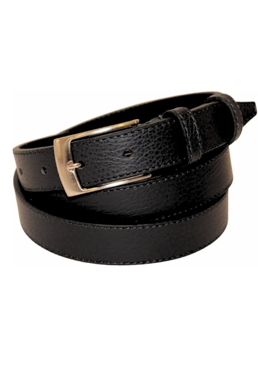 Természetes bőr öv, OLASZORSZÁG, Unisex, kézzel készített, varrott széllel, 2 cm széles, 125 cm, fekete