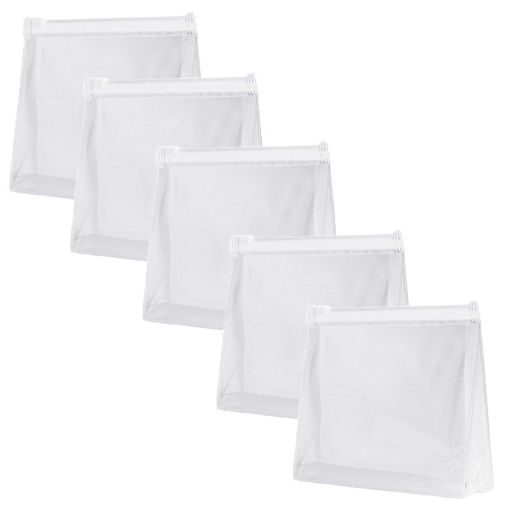 Комплект от 5 козметични чанти, 17х7,5х16 см, EVA, прозрачни