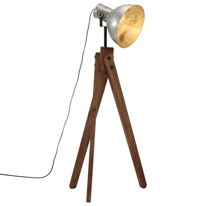 Lampa de podea vidaXL, 25 W, argintiu vintage, 45x45x120 cm, E27, 4.5 Kg