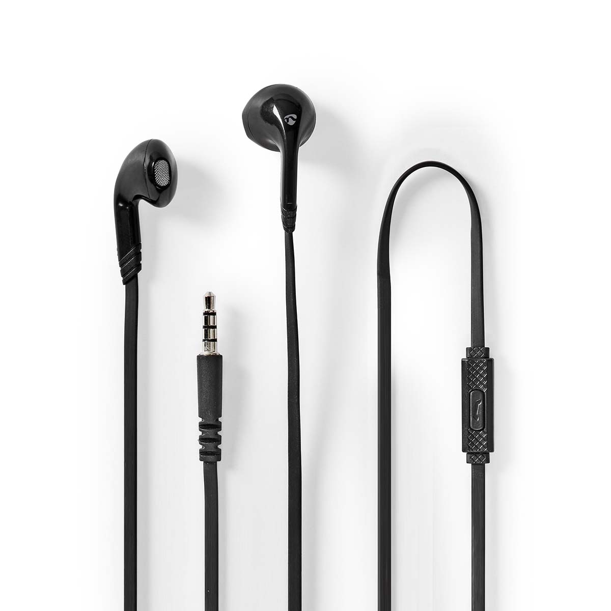 Casti cu fir, 3,5 mm, Lungime cablu: 1,20 m, Microfon incorporat, Control volum, Negru
