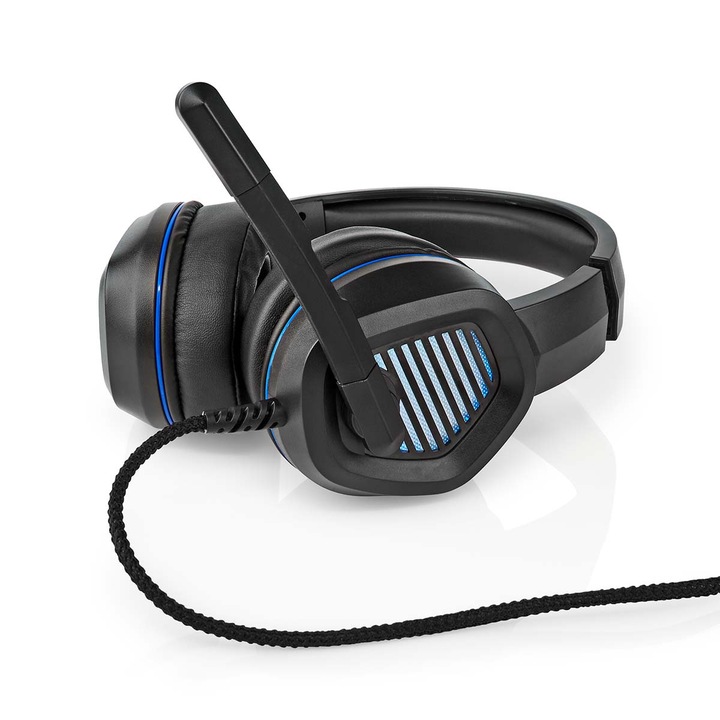 Gaming Headset, Teljes Fület Befedő Kialakítás, Surround, USB Type-A, Felhajtható Mikrofon, 2.10 m, LED