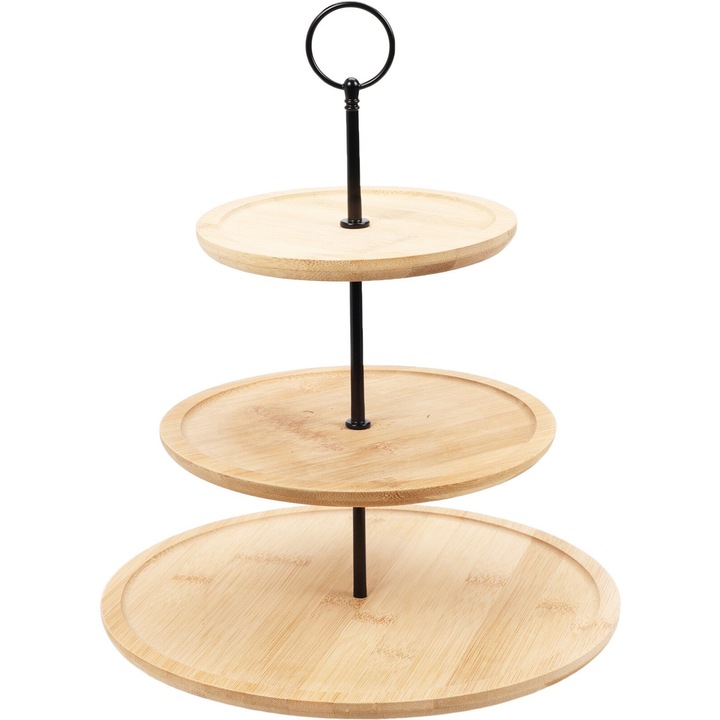 3 szintes tálalóállvány, Excellent Houseware, bambusz, 28/21/16,5x34 cm, barna
