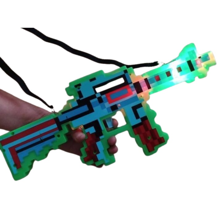 Играчка пистолет, вдъхновен от Minecraft, светещ, звуков ефект, зелен, 1 бр