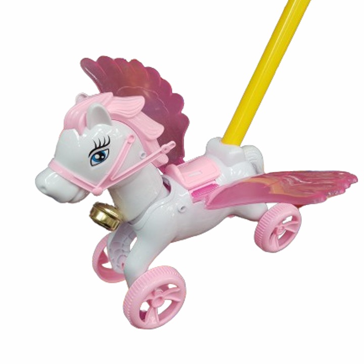 Cal de jucarie, Pusabil, Plastic, Roz/Alb