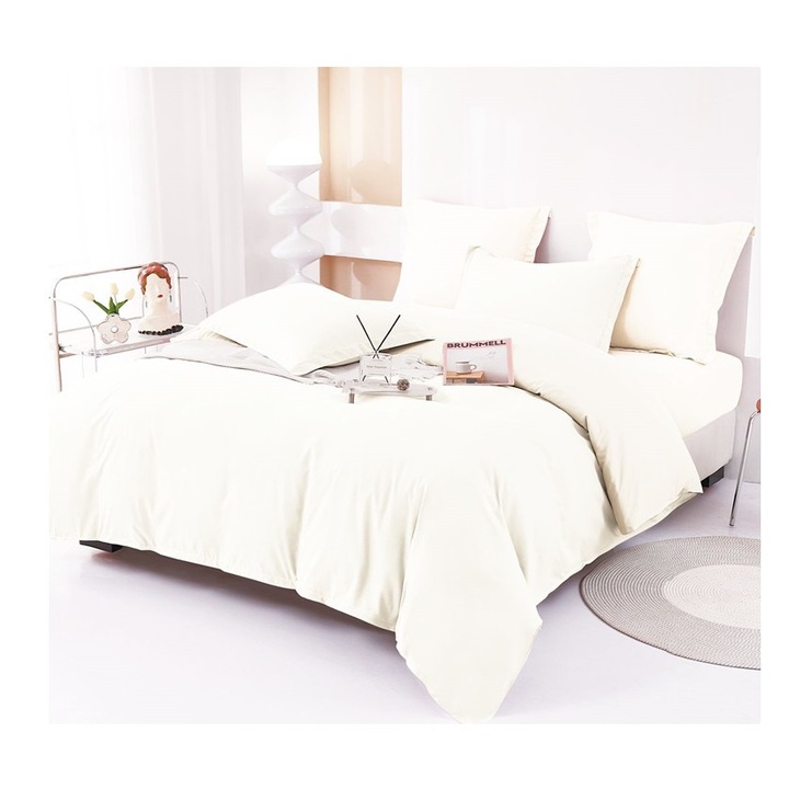 Lenjerie de pat dublu din finet in doua culori cu 6, alba E-06