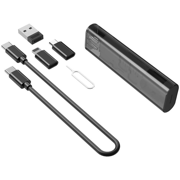 Organizator cabluri multifunctional, 30x15x106mm, negru translucid