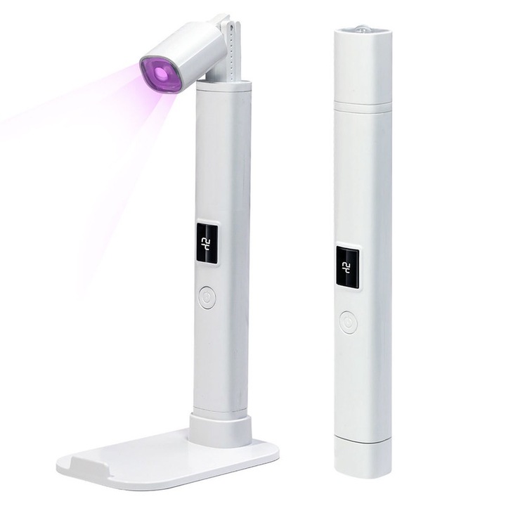 Lampa UV portabila pliabila cu suport pentru manichiura gel, afisaj LCD, fara fir, reincarcabila USB
