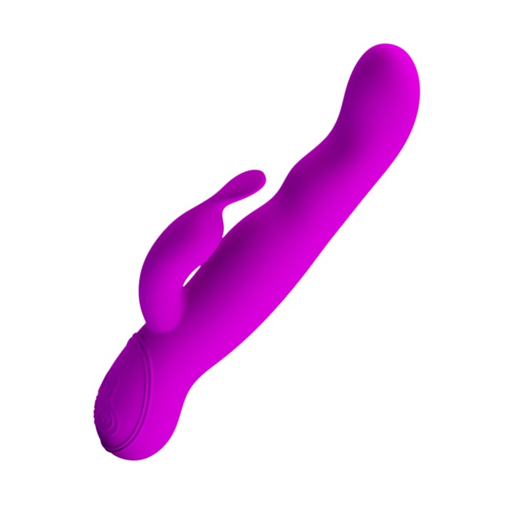 Vibrátor és csiklóstimulátor, 30 vibrációs mód, 7 féle forgás, töltővel, mély és teljes stimuláció, orgazmikus robbanások, méret 24 cm, lila