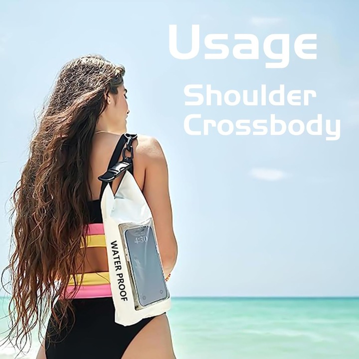 Rucsac impermeabil, functie atingere ecran, 2L, alb