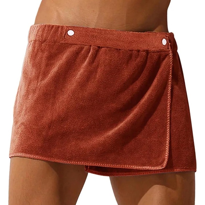 Prosop de baie moale pentru barbati, Prosop cu talie elastica pentru sauna, sala de sport Inot si plaja, microfibra respirabila, ajustabili, maro, 40x150cm