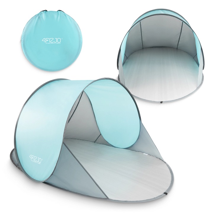 Плажна палатка, 4FIZJO, полиестер, 195 x 120 x 85 cm, сива/матова