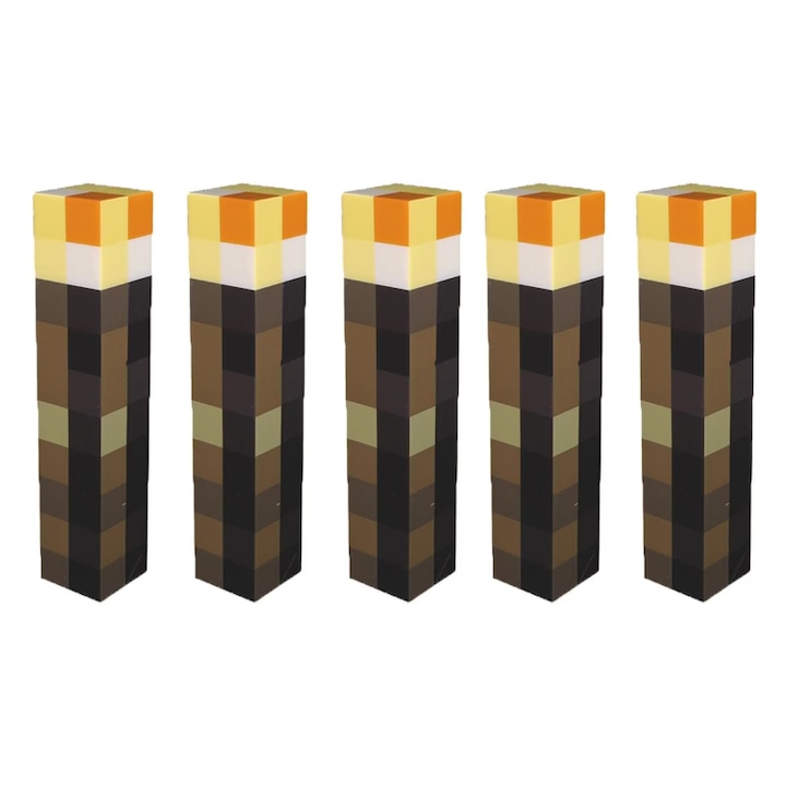 Set de lanterne pentru Minecraft, ZOUN, set de 5 lanterne, cu schimbare de culoare, sunet, telecomanda si Bluetooth